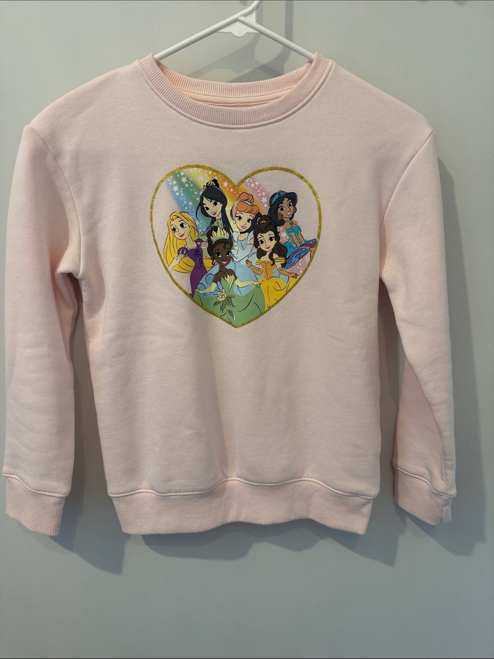 Girls Pink Disney Princess Heart Sweatshirt